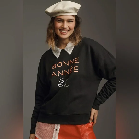 Phthalo Ruth ‘Bonne Année’ Varsity Crew Pullover - Picture 1 of 6